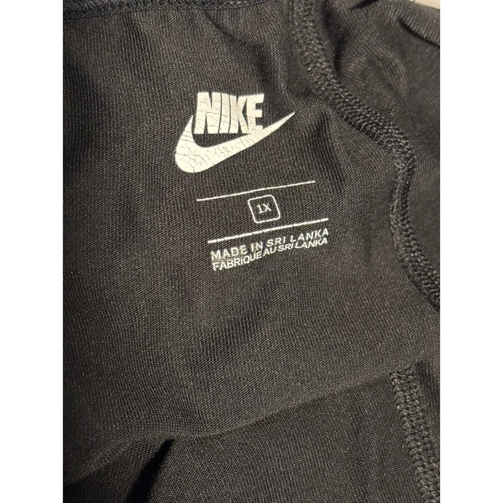 Nike Womens 1X Leggings Black Gold Glitter Spell Out Logo High Rise‎ Athletic